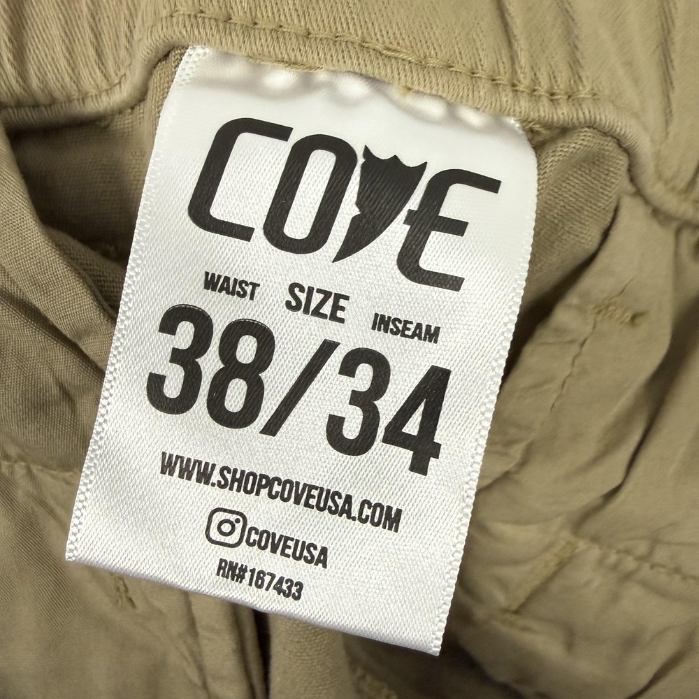 Cove Pants Mens 38x34 Beige Chino Slim Fit Elastic Waist Stretch Casual - Picture 3 of 13